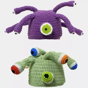 Многоглазый монстр, шерстяная шапка ручной работы, женская, хулиганка, молодая, того же стиля, осенне-зимний вязаный головной убор, мужской, креативный, мультяшный, личность, осень и M56-58cm