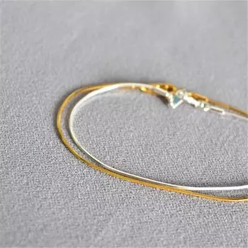 Многогранная позолоченная нить, ультратонкая цепочка-змея, многорядные ремешки, универсальный двухцветный браслет из золота и серебра