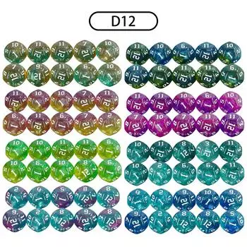 Многогранные игральные кости D12, 10 шт., 12-гранные двухцветные игральные кости с блестками для ролевой игры, набор игральных костей для настольной игры D&D 01