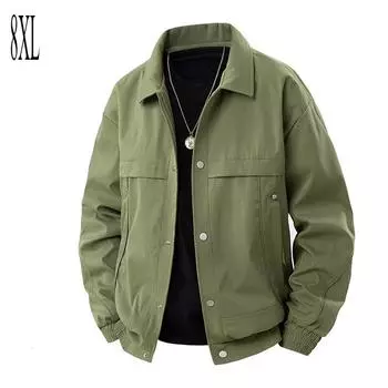 Многокарманная куртка с лацканами, большой размер, свободное повседневное мужское тонкое пальто M зелёный