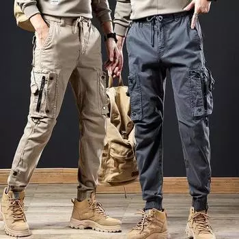 Многокарманные брюки-карго для активного отдыха для мужчин, тактические брюки-карго для мужчин, спортивные повседневные брюки-шаровары в стиле хип-хоп, рабочие брюки M чёрный