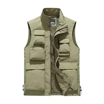 Многокарманный рабочий жилет, новый мужской тонкий дышащий спортивный жилет для рыбалки, альпинизма, фотографии M
