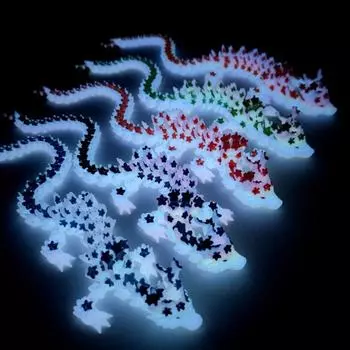 Многокомпонентный 3D-печатный дракон, украшение для рабочего стола, светящийся китайский офисный стол Loong зелёный