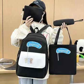 Многокомпонентный рюкзак для учеников средней школы, контрастный цвет, школьный рюкзак для девочек, милый рюкзак хаки