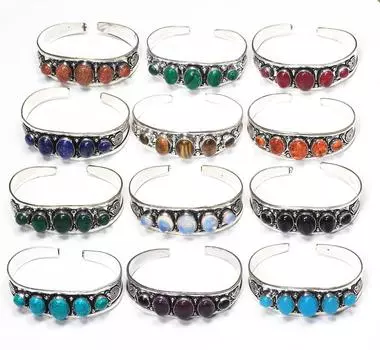 Многокристаллический браслет-браслет, ювелирные изделия, различные драгоценные камни, ручная работа, регулируемый браслет-манжета, женские украшения, оптовая продажа ювелирных изделий Free Size синий