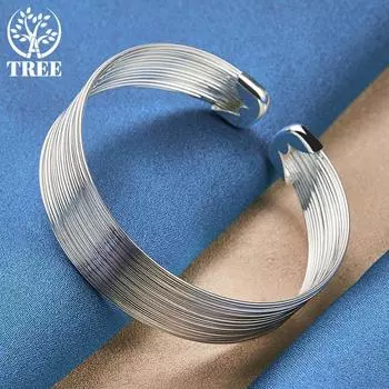 Многолинейные браслеты из стерлингового серебра 925 пробы, ювелирные изделия