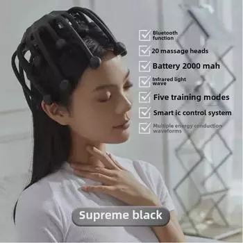 Многомерный интеллектуальный массажер для головы с Bluetooth: Дизайн Octopus для терапии мозга и головы 15 massage heads, English чёрный