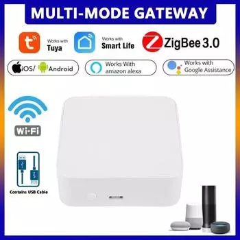 Многомодовый шлюз Tuya, Wi-Fi + Bluetooth + Zigbee, многопротокольный коммуникационный шлюз, приложение Smart Life с модулями Alexa Google Home