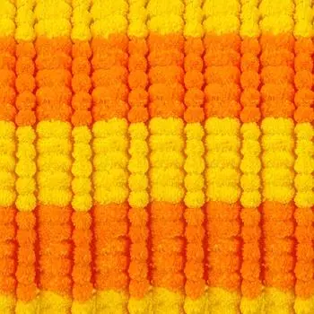 Многонациональная гирлянда из бархатцев для индийских свадеб, Дивали, Рамадана, Дня мертвых и мексиканских праздников 1.5 meters 30 flowers оранжевый