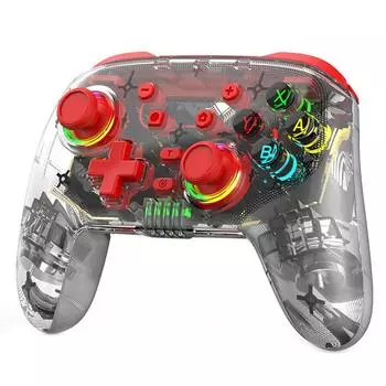 Многоплатформенный беспроводной игровой контроллер для Switch Pro Game Controller Joypad 15.3*10.5*6.1cm прозрачный/красный