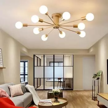 Многополюсный потолочный светильник с головкой 6/8/10, ретро промышленный лофт, скандинавский купольный светильник, освещение для украшения дома (лампочка не входит в комплект) 6 heads чёрный