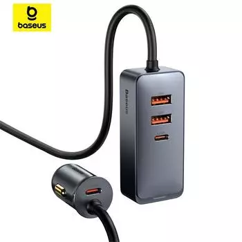 Многопортовое автомобильное зарядное устройство Baseus Share Together PPS с удлинителем 120 Вт для быстрой зарядки