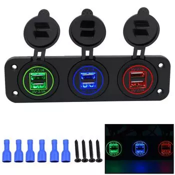 Многопортовое зарядное устройство USB 12 В, автомобильное зарядное устройство, автомобильное зарядное устройство USB 12 В, зарядное устройство с разъемом 2.0, 2-портовый светодиодный вольтметр, быстрое зарядное устройство USB 12 В, 5 В 15*4.3*5.5cm чёрный