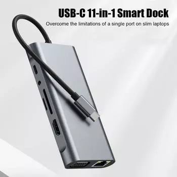 Многопортовый USB C-концентратор 11 в 1, тип C-концентратор, разветвитель, 5 Гбит/с, высокоскоростная передача данных для ноутбука, ПК, принтера