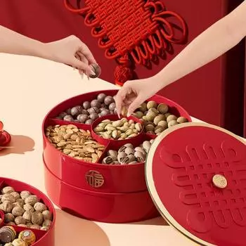 Многоярусная фруктовая тарелка с крышкой, герметичная многосекционная коробка для закусок, контейнер для колбасных изделий Single Layer кремовый