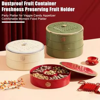 Многоярусная фруктовая тарелка с крышкой, герметичная многосекционная коробка для закусок, контейнер для колбасных изделий, органайзер для хранения еды, праздничное блюдо Single Layer