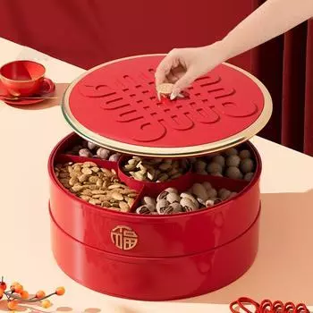 Многоярусная фруктовая тарелка с крышкой, герметичная многосекционная коробка для закусок, контейнер для колбасных изделий, органайзер для хранения продуктов, праздничное блюдо для закусок из сладостей Single Layer