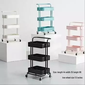 Многоярусная стойка для хранения закусок: Напольная, круглая полка-тележка из углеродистой стали 3 Layers