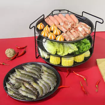 Многоярусный органайзер для подносов для пиццы для кухни и столовой with plate