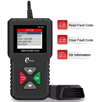 Многоязычный считыватель кодов OBD2, диагностические инструменты для автомобилей, многофункциональный 16-контактный сканер OBD 2, четкий цифровой дисплей, универсальная версия кода неисправности чёрный