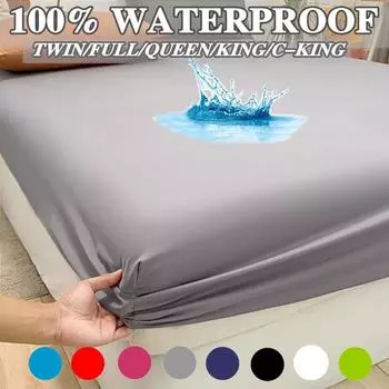 Многоразмерный водонепроницаемый наматрасник, сплошной цвет, защита для простыни, защита от пыли, клещей и бактерий, постельное белье с резинкой Sheet 80X200x30cm белый