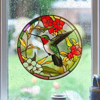 Многоразовая электростатическая наклейка, неклейкая предупреждающая наклейка, наклейки на окна в виде колибри, отель style E