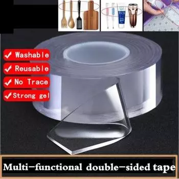 Многоразовая бесследная двусторонняя волшебная нано-лента-гелевая наклейка, съемные моющиеся ленты, толще