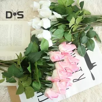 Многоразовая имитация розы с влажной поверхностью, креативные свадебные декоративные растения, свадебный искусственный цветок розы темно-розовый