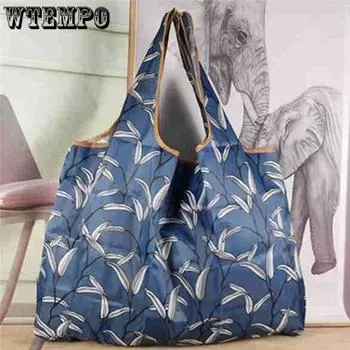 Многоразовая складная портативная водонепроницаемая сумка для покупок из ткани Оксфорд, защита окружающей среды, дорожная сумка на плечо, большая сумка синий