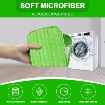 Многоразовая сменная накладка для швабры из микрофибры, высоко впитывающая, быстросохнущая, простая в установке, сменная насадка для швабры для пола, сменная насадка для подметальной машины Swiffer зелёный