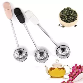 Многоразовая утварь для трав и специй, ситечко для заваривания чая, фильтр для листьев, чайный инструмент, ситечко для чая чёрный