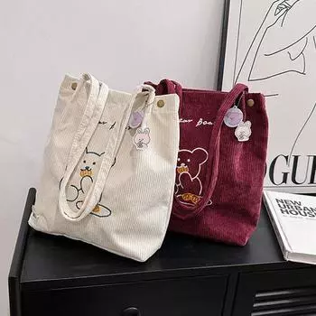 Многоразовая женская сумка через плечо, складная сумка для покупок, художественная вельветовая женская сумка для путешествий вино красного