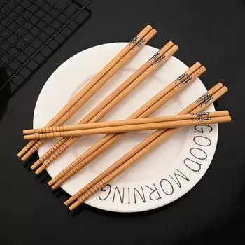 Многоразовые 5 пар посуды ручной работы, бамбуковые японские палочки для еды из натурального дерева, суши, еда, кошачий цветок, разноцветные деревянные палочки