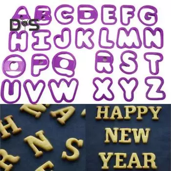 Многоразовые формочки для печенья, 26 шт., легко чистятся, гибкие, прочные, экологически чистые, антидеформируемые, аксессуары для выпечки, формы для торта с буквами алфавита, формочки для печенья для пекарни фиолетовый