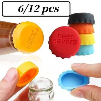Многоразовые инструменты, портативные силиконовые пробки для бутылок пива, заглушки для напитков, винные пробки, аксессуары для кухни, принадлежности для бара, 6/12 шт. 6pcs