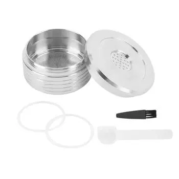 Многоразовые кофейные капсулы из нержавеющей стали, многоразовые, с ложкой-кисточкой, термостойкие