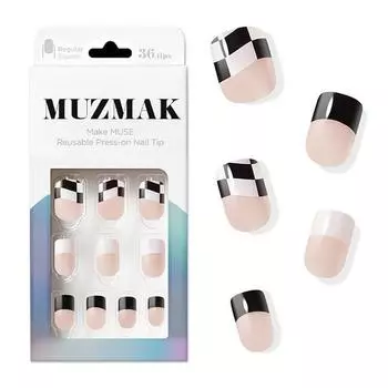 Многоразовые кончики для ногтей Musemark, стандартный квадрат, шахматная волна, 1 шт.