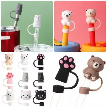 Многоразовые силиконовые насадки для соломинок, многоразовые силиконовые насадки для питья, пылезащитный колпачок, аксессуары для чашек Style 7