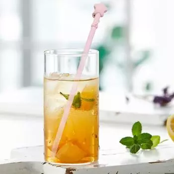 Многоразовые силиконовые трубочки с крышкой-звездочкой, устойчивые к укусам, для питья горячих и холодных напитков, гибкая длинная трубочка без содержания бисфенола А розовый