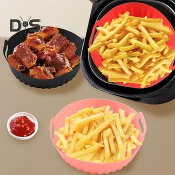 Многоразовые силиконовые вкладыши для фритюрниц, легко чистящиеся, безопасные и экологически чистые формы для выпечки, кухонные принадлежности чёрный