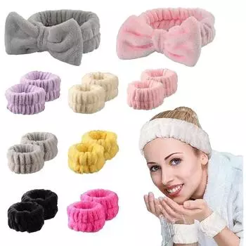 Многоразовые спа-наручные мягкие полотенца из микрофибры для мытья лица для женщин и девочек, йоги, бега, спорта, напульсники