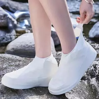 Многоразовые водонепроницаемые латексные чехлы для обуви от дождя, нескользящие резиновые сапоги для использования в дождь, дождевик, бахилы, аксессуары для обуви 34-40(22-25cm) чёрный
