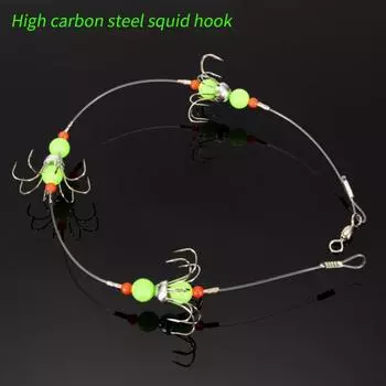 Многоразовый крючок для кальмара со светящимся эффектом, легкий рыболовный крючок для осьминога для любителей зелёный