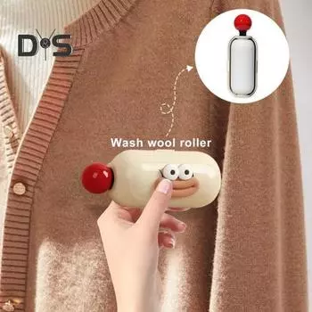 Многоразовый липкий ролик 2 в 1 для удаления катышков с дизайном скребка, моющийся шарик для удаления катышков, мини-ролик для удаления шерсти домашних животных белый