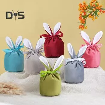 Многоразовый мешок для хранения конфет, супер мягкий, привлекательный, изысканный, пасхальный кролик, праздничный мешок для конфет темно-серого