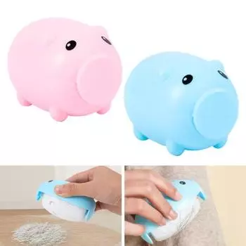 Многоразовый моющийся инструмент для удаления шерсти домашних животных, супер липкий полимерный клей, шарик-ролик для удаления ворса с дизайном Piggy синий