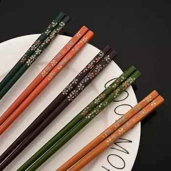 Многоразовый набор из 5 пар палочек для еды из бамбука ручной работы в японском стиле из натурального дерева для суши, еды, кошек и цветов, разноцветные деревянные палочки для еды