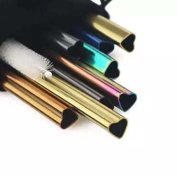 Многоразовый набор соломинок для питья, свадебные украшения, металлическая соломинка, соломинка из нержавеющей стали, прямая соломинка, принадлежности для влюбленных на день рождения с сумкой серебряный