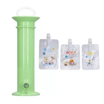 Многоразовый наполнитель для фруктового пюре для малышей, профессиональный эргономичный производитель пакетов для детского питания с мешочком зелёный