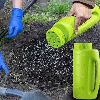 Многоразовый распределитель удобрений со шкалой, удобный ручной регулируемый горшок для полива серый